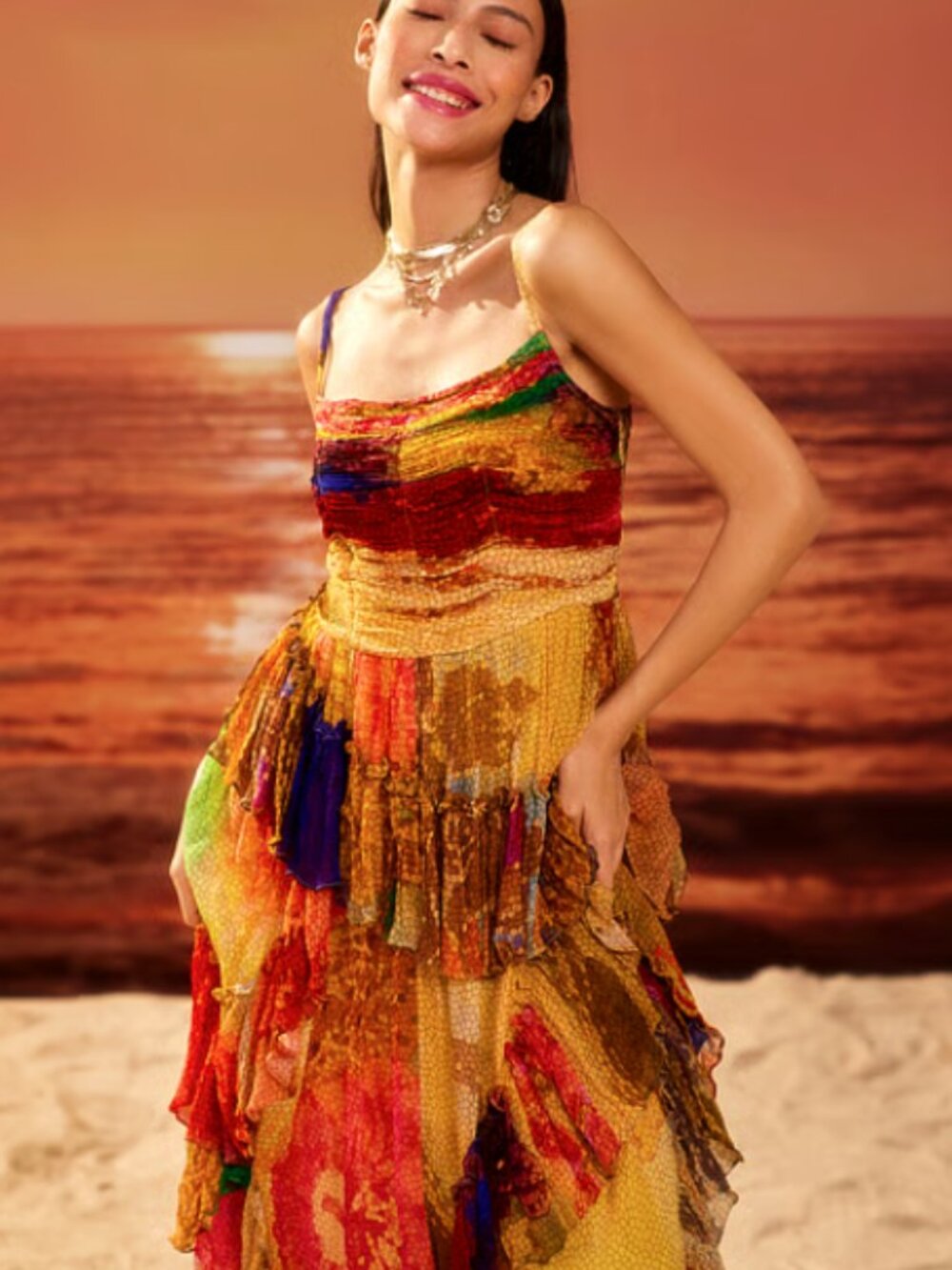 Siddhartha Bansal Paradise Chiffon Maxi Dress Size Medium 36737 - Picture 4 of 13